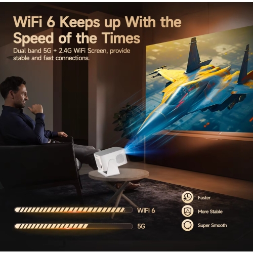 HY350MAX Full HD/4K-Projektor, WiFi 6 HDR10 Android LED-TV mit WLAN-Lautsprecher